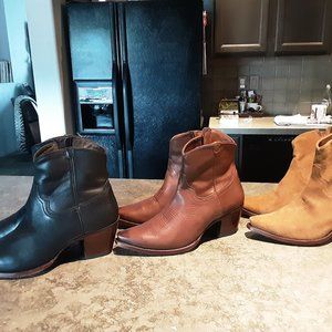 Tecovas "Daisy" Ankle boots 3 pairs Black/Brown/ Tan Suede